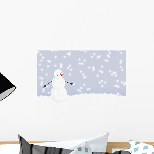 Snowman In Winter Wall Mural