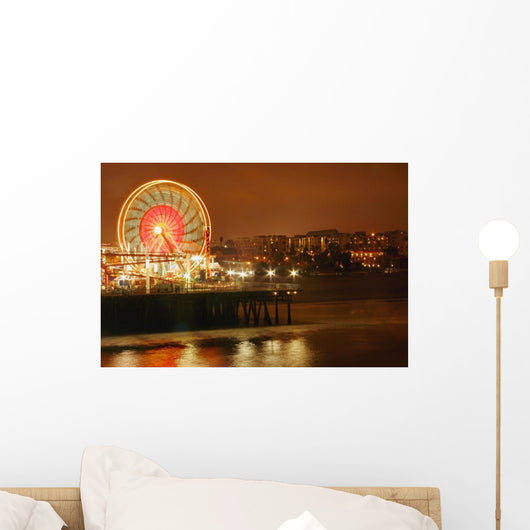 Ferris Wheel At Night Wall Mural