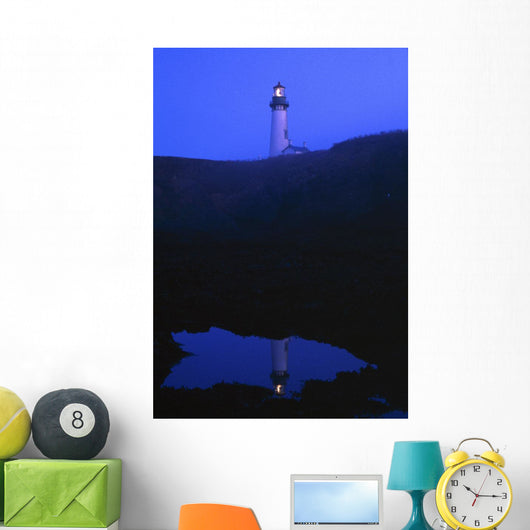 Yaquina Head Lighthouse On Yaquina Bay Wall Mural