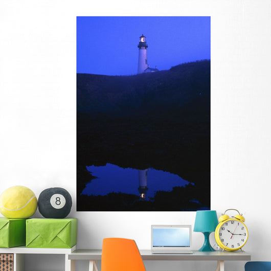 Yaquina Head Lighthouse On Yaquina Bay Wall Mural