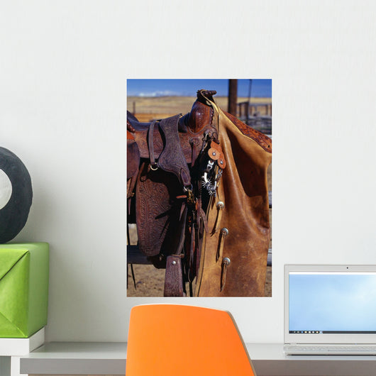 Cowboy's Saddle And Chaps Detail Wall Mural