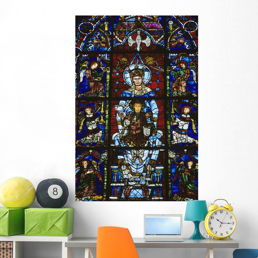 Stained Glass Window In Chartres Cathedral Wall Mural