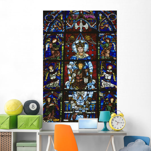 Stained Glass Window In Chartres Cathedral Wall Mural