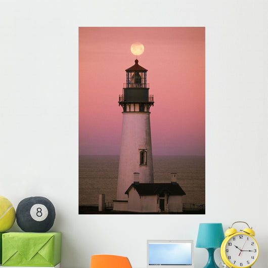 Full Moon Over Yaquina Head Light Wall Mural