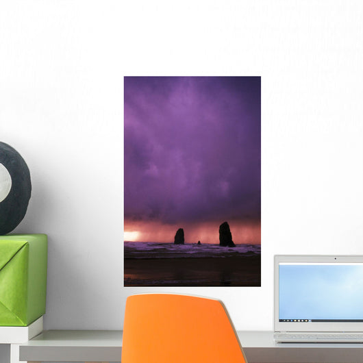 Sunset Over Needles On The Ocean At Cannon Beach Wall Mural