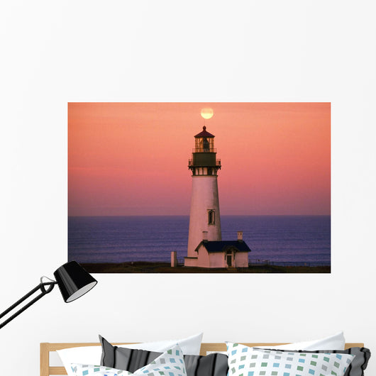 Sunset Over Lighthouse Wall Mural