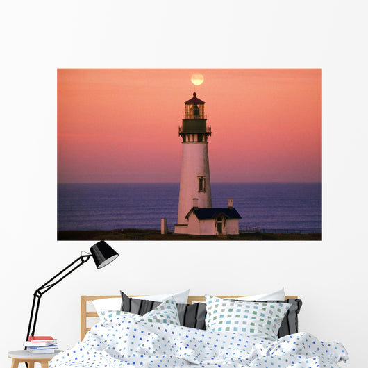 Sunset Over Lighthouse Wall Mural