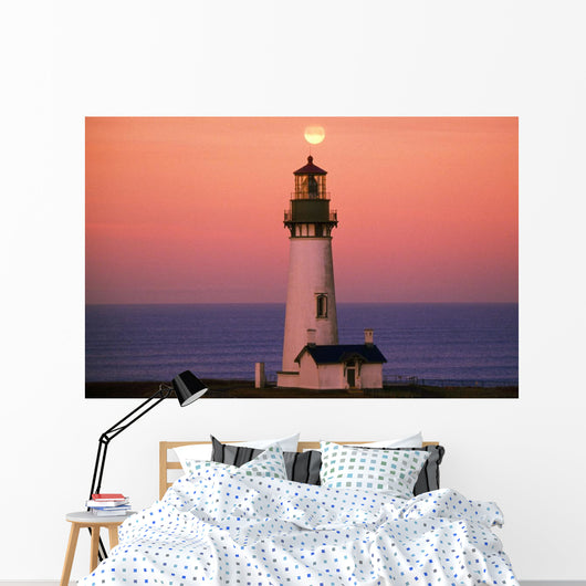 Sunset Over Lighthouse Wall Mural