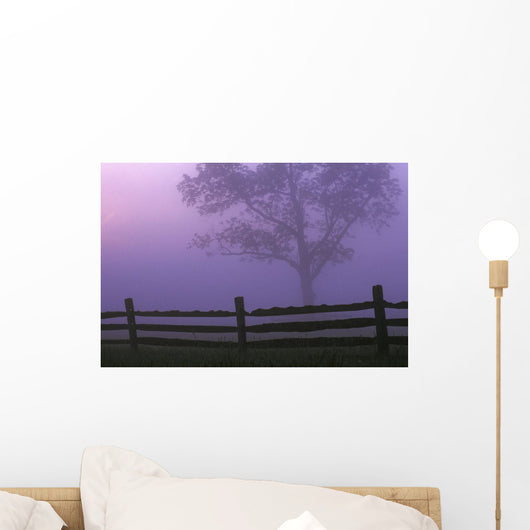 Fenceline Silhouette With Tree Wall Mural