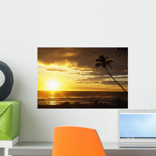 Sunrise With Palm Trees Wall Mural