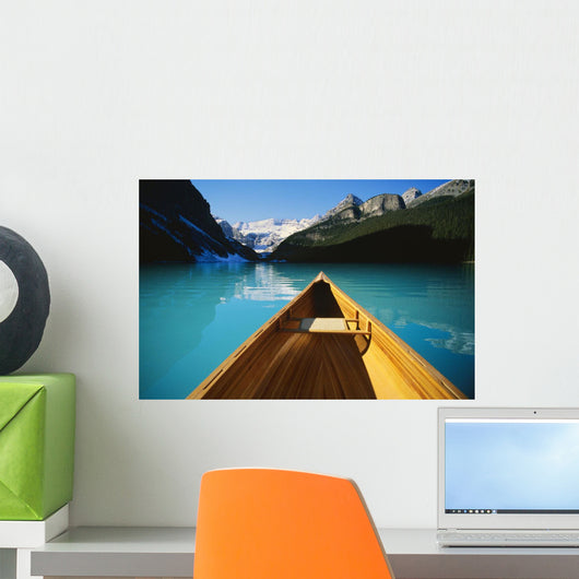 Canoe On Lake Louise In Alberta, Canada Wall Mural
