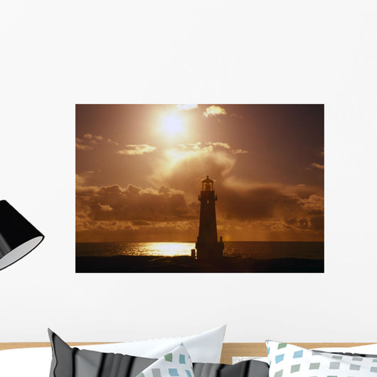 Sunset At Yaquina Head Lighthouse, Oregon Of America Wall Mural