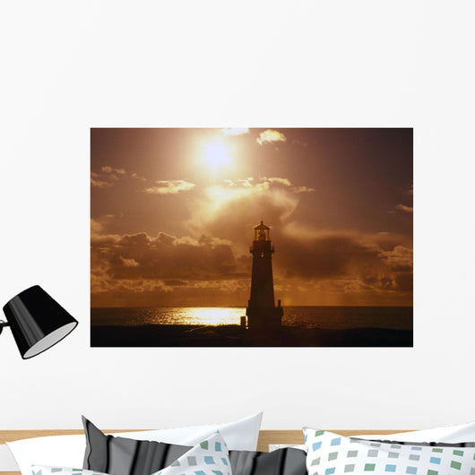 Sunset At Yaquina Head Lighthouse, Oregon Of America Wall Mural