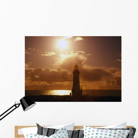 Sunset At Yaquina Head Lighthouse, Oregon Of America Wall Mural