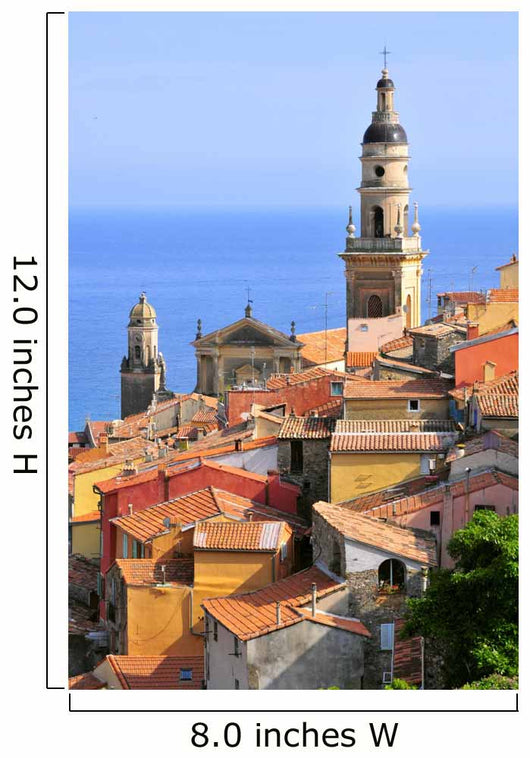 Basilica of St. Michael the Archangel and roofs of Menton in France Wall Mural
