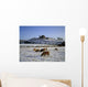 Sheep On A Snow Covered Landscape In Front Of A Castle Wall Mural