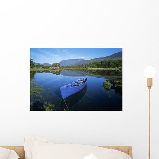 High Angle View Of A Boat In A Lake Wall Mural