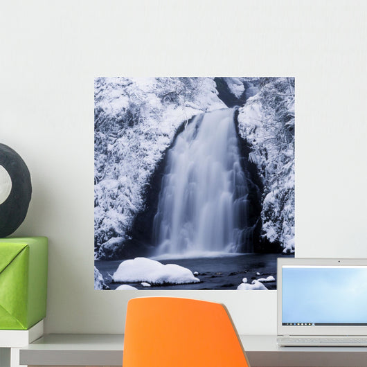 Low Angle View Of A Waterfall Wall Mural