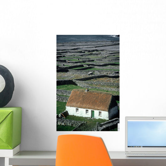 High Angle View Of A Cottage On A Landscape Wall Mural