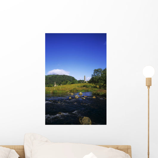 Round Tower And River In The Forest Wall Mural