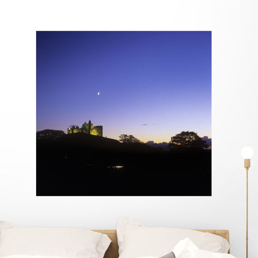 Silhouette Of A Castle On The Cliff Of A Mountain Wall Mural