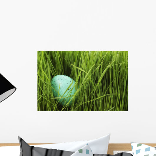 Speckled Egg In The Grass Wall Mural