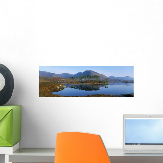 Reflection Of Trees And Mountains In A Lake Wall Mural