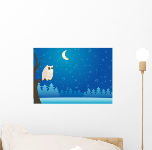 snowy winter owl Wall Mural