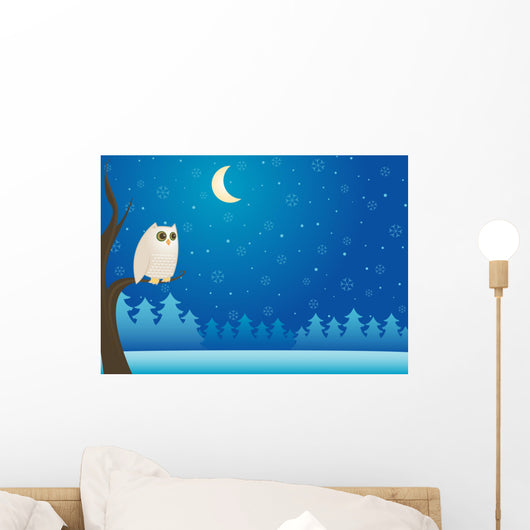 snowy winter owl Wall Mural