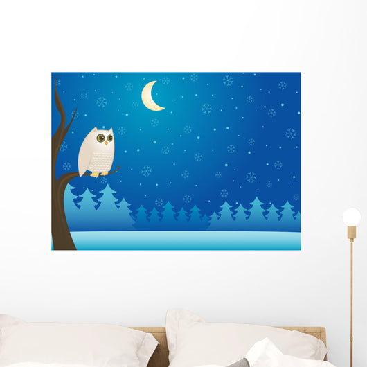 snowy winter owl Wall Mural