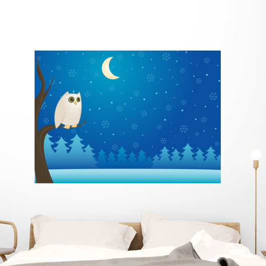 snowy winter owl Wall Mural