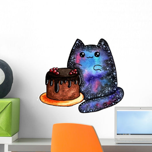 Cosmic Galaxy Cake Cat Wall Decal