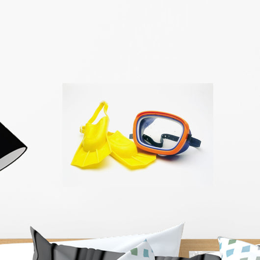 A Pair Of Flippers And Underwater Mask Wall Mural