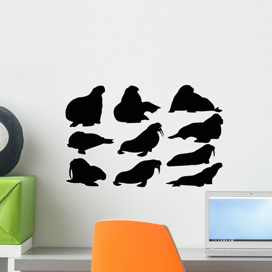 Walrus Silhouette Vector Graphics Wall Decal Sticker Set