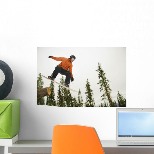 Snowboarder In Mid Air Wall Mural