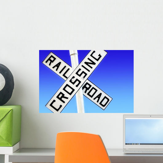 Railroad Crossing Sign Wall Mural