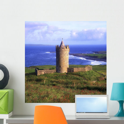 16Th Century Tower House Overlooking The Atlantic Ocean Wall Mural