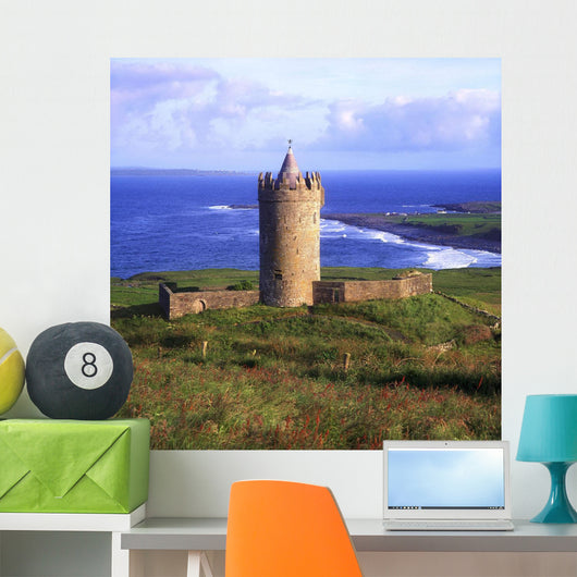16Th Century Tower House Overlooking The Atlantic Ocean Wall Mural