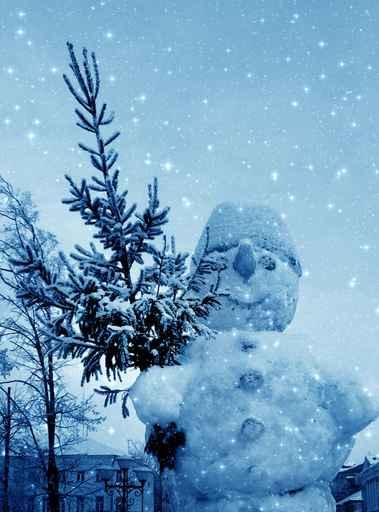 Winter Evening Snowman Wall Mural