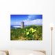 Primrose Flower In Foreground, Doonagore Castle Wall Mural