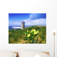 Primrose Flower In Foreground, Doonagore Castle Wall Mural