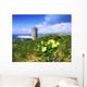 Primrose Flower In Foreground, Doonagore Castle Wall Mural