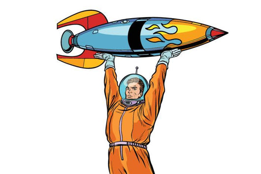 Astronaut and Vintage Rocket Wall Decal