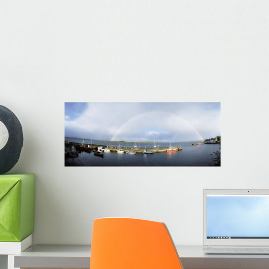 Rainbow Over Harbour, Roundstone, Ireland Wall Mural