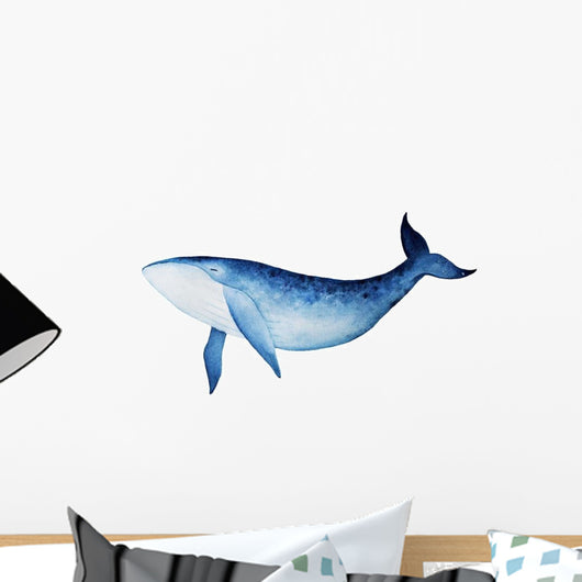Spirited Blue Whale Watercolor Wall Decal