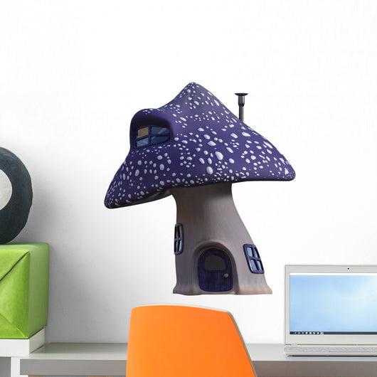 Purple Fantasy Mushroom House Wall Decal