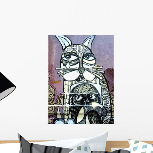 Cat and Owl Wall Decal