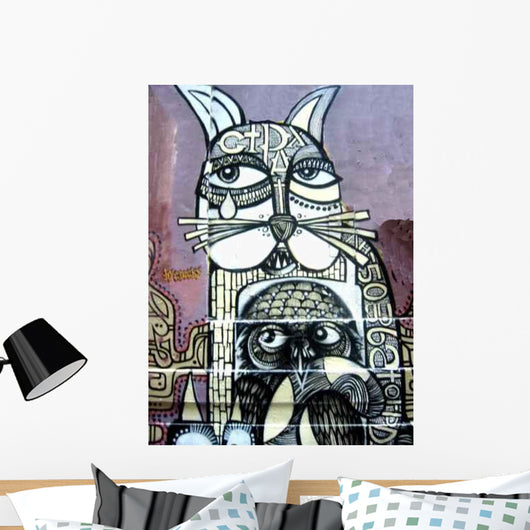 Cat and Owl Wall Decal