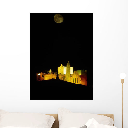 Moon Over Rock Of Cashel, Co Tipperary, Ireland Wall Mural
