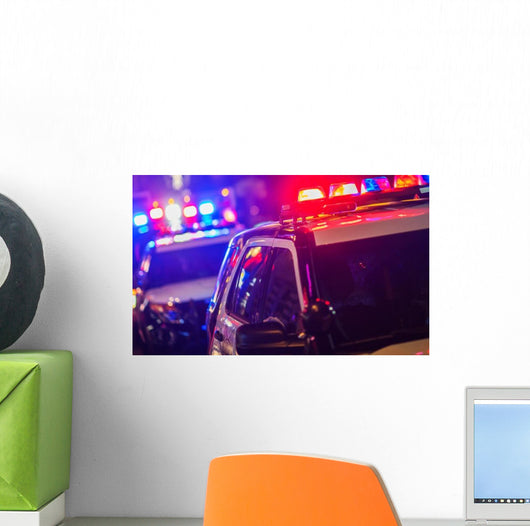 Night Time Police Intervention Wall Decal